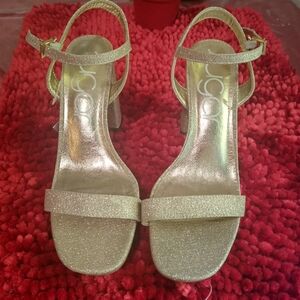 Sugar Women's Block Heels Sandals Gold  Size 8 M